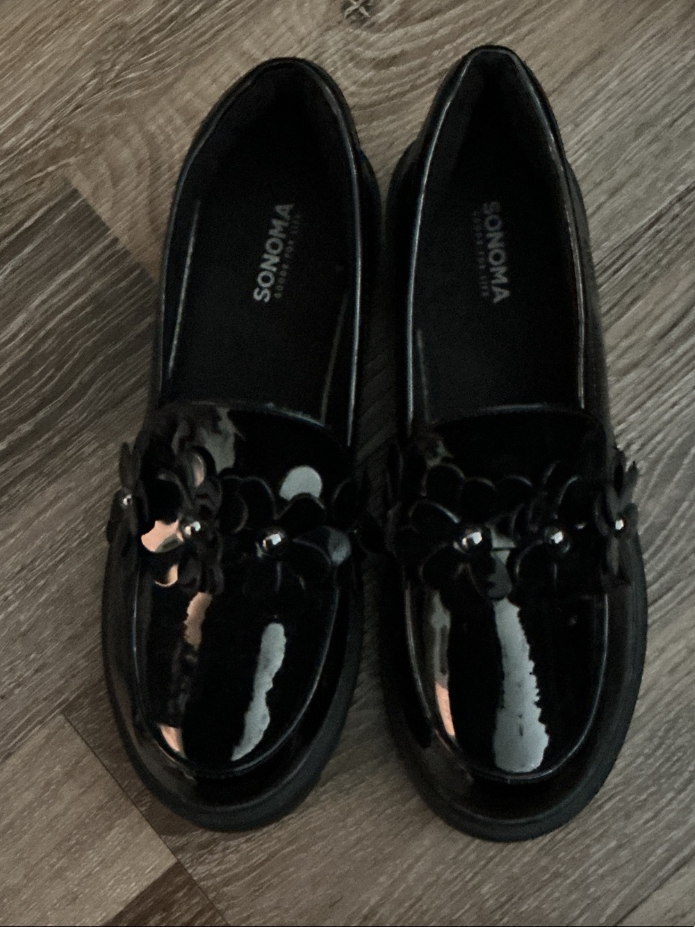 Sonoma Black Patent Floral Appliqué Loafers - Women